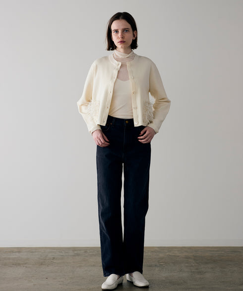 【SOI-MeME】sheer fringe cocoon cardigan